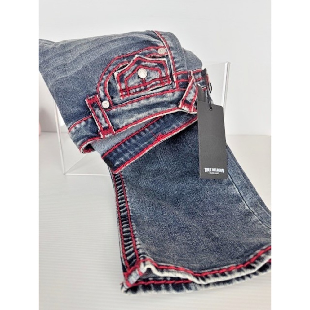 TRUE RELIGION Women's Billie Super T Mid Rise Straight Flap Denim Jeans Size 29 - Picture 2 of 8